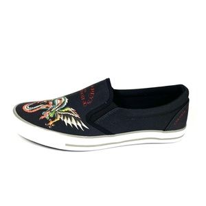 Ed Hardy Men’s Slip On Sneakers Black Fabric
